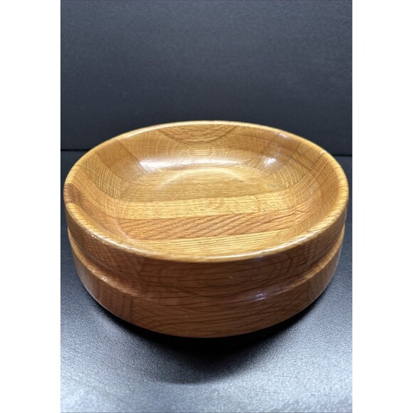 Hand Crafted Wooden Bowl Smooth Inlay Felt Bottom 8" Fruit Bowl Vintage - Picture 1 of 6